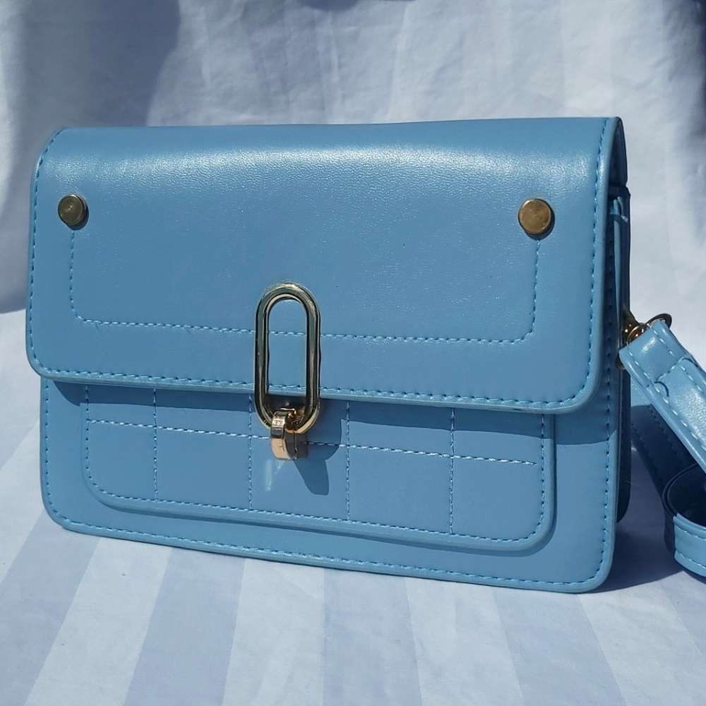 Soft Blue Geometric Shoulder Purse